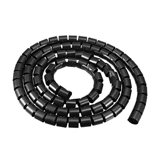 uxcell Flexible Spiral Tube Wrap Cable Management Sleeve 21mmx23mm Computer Wire Manage Cord 2 Meters Long Black
