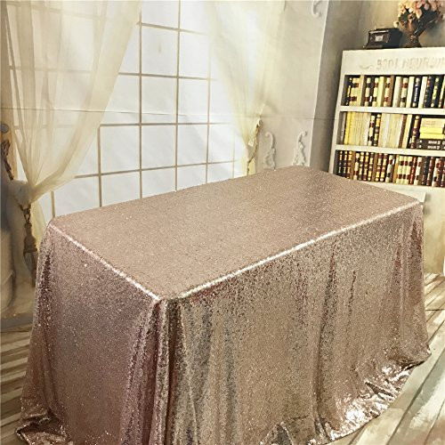 TRLYC 50  50  Cute Rose Gold Sequin Table Cloth Luxurious Sequin Overlay for Many Celebrations Like Wedding or Party