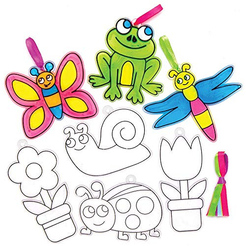 Baker Ross AT872 in The Garden Suncatchers Pack of 10 Suncatcher Stained Glass Effect for Children to Make and Display Baker Ross AT872 in The Garden Suncatchers Pack of 10 Suncatcher Stained Glass Effect for Children to Make and Display