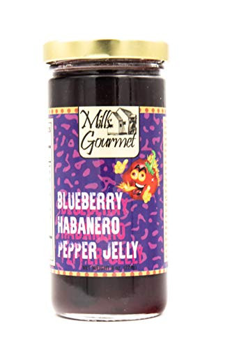 Mills Gourmet Blueberry Habanero Pepper Jelly   With Flavors of Spicy Habanero Peppers and Sweet  Tart Blueberries   All Natural and Fresh Ingredients   8 oz Jar  224 g    BB Hab Pepper Jelly