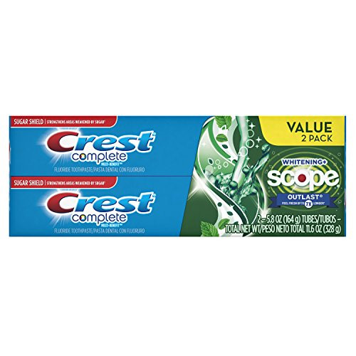 Crest Complete Multi Benefit Scope Outlast Fresh Breath Whitening Toothpaste Mint 5 8 Ounce  Pack of 2
