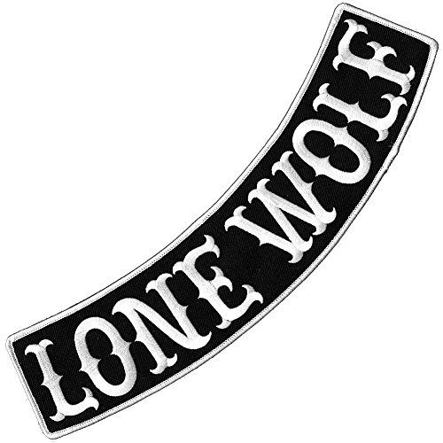 VEGASBEE Lone Wolf Embroidered Iron On Patch Biker Jacket Rider Vest Rocker 12  USA  Black White Bottom