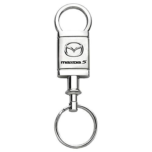 Mazda MX 5 Miata Satin Chrome Valet Keychain with Detachable Ring Key Fob