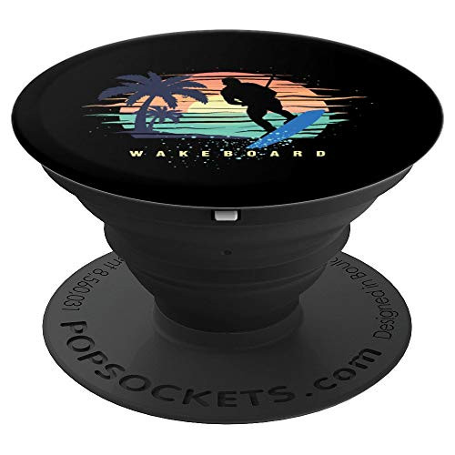 Retro Beach Sunset Wakeboard Wakeboarding PopSockets Grip and Stand for Phones and Tablets
