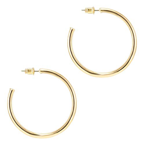 PAVOI 14K Yellow Gold Hoop Earrings For Women   2mm Thick 20mm Infinity Gold Hoops Women Earrings   Gold Plated Loop Earrings For Women   Lightweight Hoop Earrings Set For Girls