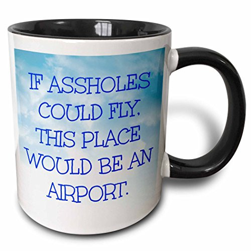 3dRose If Assholes Could Fly This Place Would Be an Airport Lettering Mug  11 oz  Black Blue