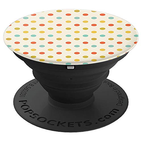 Cute Polka Dot Patterns Design Red Teal on Cream PopSockets Grip and Stand for Phones and Tablets