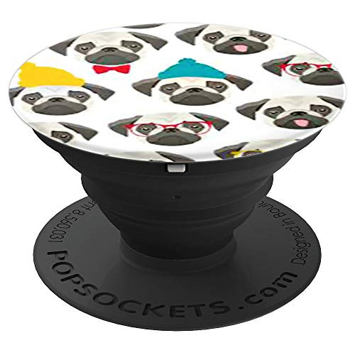 Cute Pug Pattern Beanie Design For Pug Lovers on White PopSockets Grip and Stand for Phones and Tablets Cute Pug Pattern Beanie Design For Pug Lovers on White PopSockets Grip and Stand for Phones and Tablets