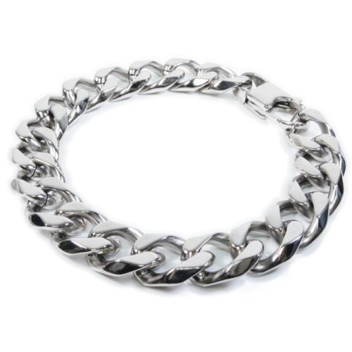 Stainless Steel Faceted Cuban Curb Link Chain Bracelet for Men 13mm 8 5 Inch