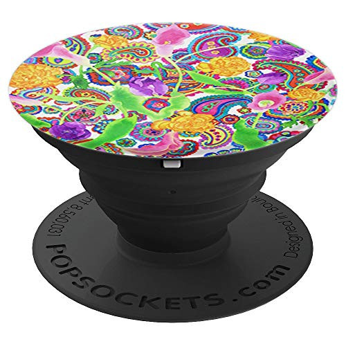 Crazy Bright Flower Paisley Pattern Artistic Floral Design PopSockets Grip and Stand for Phones and Tablets