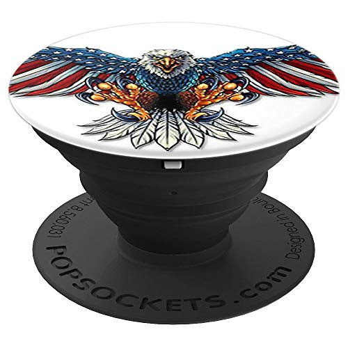 USA Flag Cool Bald Eagle Design Patriotic Gift on White PopSockets Grip and Stand for Phones and Tablets