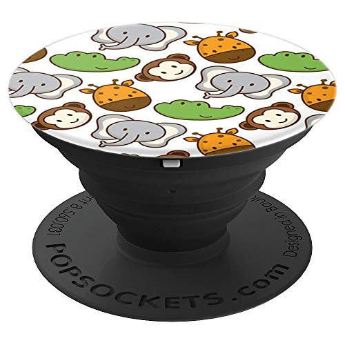 Cute Animals Doodle Pattern Design Assortment Gift On White PopSockets Grip and Stand for Phones and Tablets