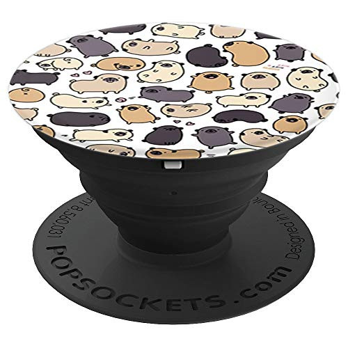 Cute Furry Animals Doodles Design Pattern on White PopSockets Grip and Stand for Phones and Tablets