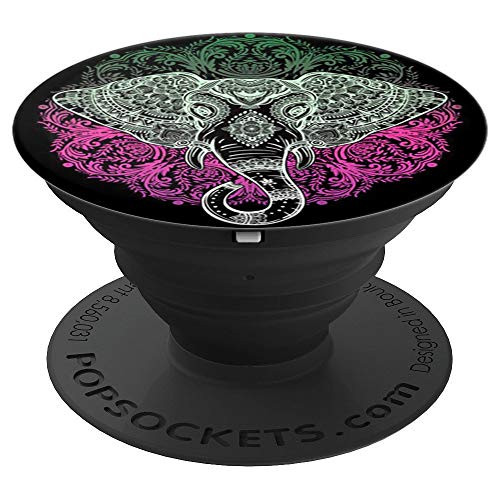 Cute Elephant Mandala Design Grip on Stars Galaxy Background PopSockets Grip and Stand for Phones and Tablets