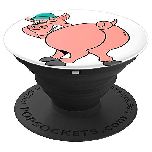 Funny Pig Butt Design Funny Piggy Simple Gift on White PopSockets Grip and Stand for Phones and Tablets