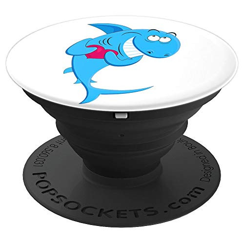 Funny Shark Design Happy Face with Heart Kids Gift on White PopSockets Grip and Stand for Phones and Tablets