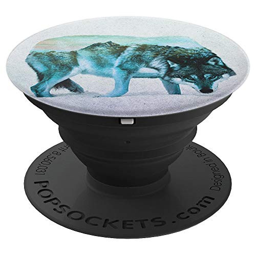 Cute Colorful Wolf Wild Design Gift For Lovers of Wolves PopSockets Grip and Stand for Phones and Tablets