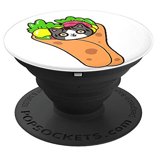 Funny Cat Burrito Design Kitten Lover Gift on White PopSockets Grip and Stand for Phones and Tablets Funny Cat Burrito Design Kitten Lover Gift on White PopSockets Grip and Stand for Phones and Tablets