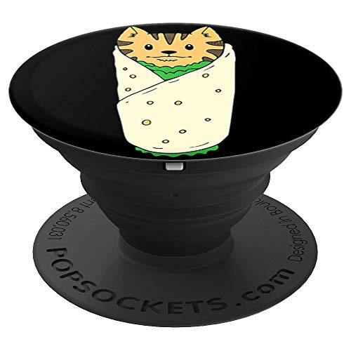 Funny Cat Burrito Design Kitten Lover Gift on Black PopSockets Grip and Stand for Phones and Tablets Funny Cat Burrito Design Kitten Lover Gift on Black PopSockets Grip and Stand for Phones and Tablets
