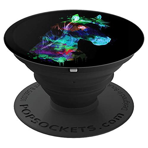 Cool Horse Watercolor Design Gift For Horse Lovers on Black PopSockets Grip and Stand for Phones and Tablets