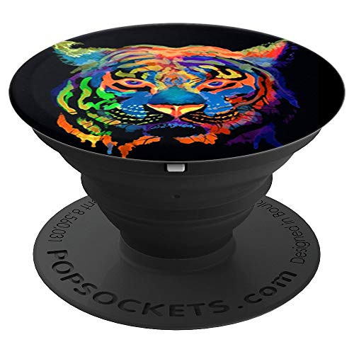 Cute Tiger Face Painted Design Big Cat Lover Gift on Black PopSockets Grip and Stand for Phones and Tablets Cute Tiger Face Painted Design Big Cat Lover Gift on Black PopSockets Grip and Stand for Phones and Tablets