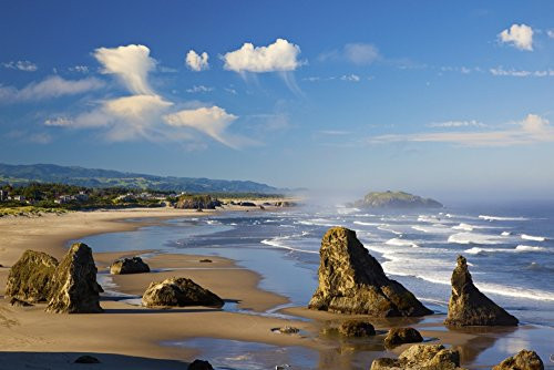 Posterazzi Morning Light Adds Beauty to Rock Formations at Bandon Park Oregon United States of America Poster Print (19 x 12)