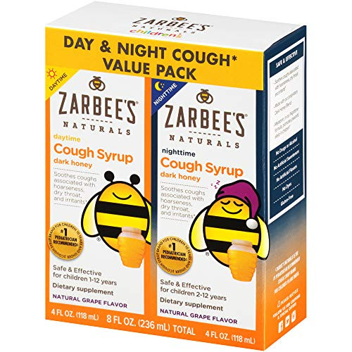 Zarbee s Naturals Children s Cough Syrup* with Dark Honey Daytime   Nighttime  Grape  4 Ounces  Pack of 2