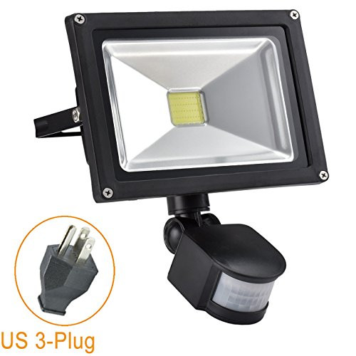 W-LITE 20W Led Motion Sensor Flood Lights Outdoor, PIR Induction Lamp, Intelligent Light, 6000K, Cool White, 160W Bulb Equivalent, 1600lm, Super Bright Waterproof Security Floodlight
