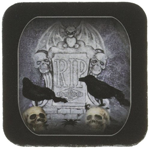 3dRose LLC cst_28313_2 RIP with Crow Halloween Skull Design, Soft Coasters, Set of 8