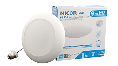 NICOR Lighting 5/6-Inch Dimmable 1200-Lumen 2700K LED Surface Mount Downlight Kit, White Trim (DLS56-2012-120-2K-WH)