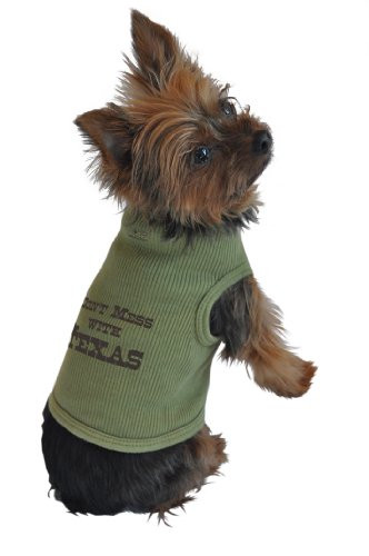 Ruff Ruff and Meow Dog Tank Top  Dont Mess with Texas  Green  Small