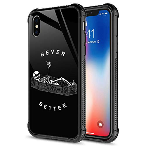 iPhone XR Case  Never Better Skeleton iPhone XR Cases  Tempered Glass Back Soft Silicone TPU Shock Protective Case for Apple iPhone XR