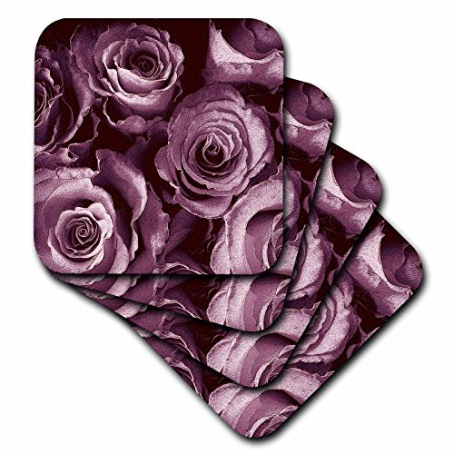 3dRose cst_29875_2 Close Up of Dreamy Pastel Plum Purple Rose Bouquet-Soft Coasters, Set of 8
