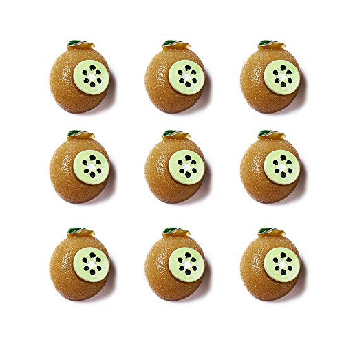 Airssory 50 Pcs Flatback Resin Cabochons Kiwi Fruit Slime Charms for Keychain Hair Ornament Scrapbooking DIY Crafts   18 5x15 5x9 5mm