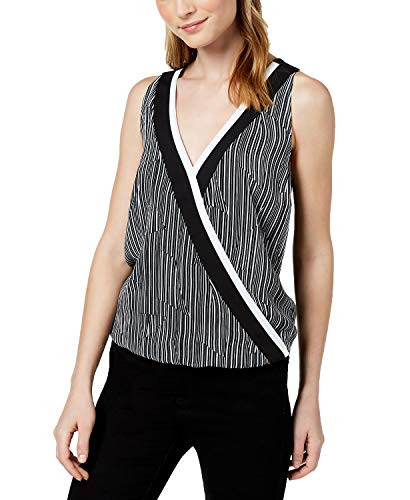 Bar III Women s Surplice Cutout Back Top  Collaged Stripe  Small