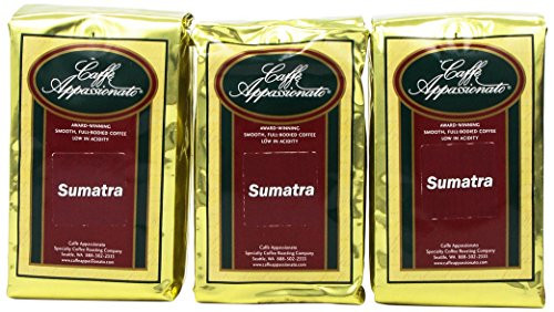 Caffe Appassionato Sumatra Ground Coffee, 12-Ounce Bags (Pack of 3)