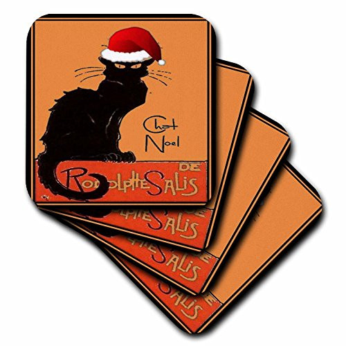 3dRose cst_47077_2 Le Chat Noel-Advertising, Art Nouveau, Black Cat, Cat, Cats, Chat Noir, Le Chat-Soft Coasters, Set of 8 3dRose cst_47077_2 Le Chat Noel-Advertising, Art Nouveau, Black Cat, Cat, Cats, Chat Noir, Le Chat-Soft Coasters, Set of 8