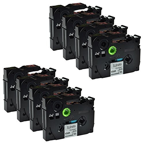 GREENCYCLE 8 Pack Laminated Black on White Label Tape Compatible with Brother TZE-231 TZ-231 TZe231 TZ231, 0.47 Inch, for PT-D210 PT-D200 PT-E550W P-Touch Printer