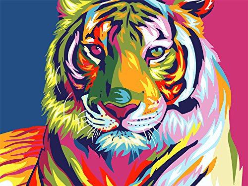 Paint by Number Kits for Adults Kids  Komking DIY Paint by Numbers for Beginner on Canvas Painting  Colorful Tiger 16x20inch