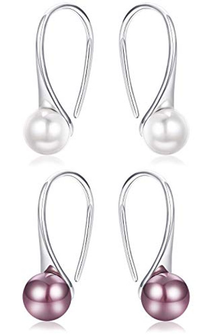 LOYALLOOK 2 Pairs 925 Sterling Silver Freshwater Pearl Earrings Fine Jewelry For Women 8 5mm Nature Pearl Dangle Drop Earring Hooks Piercing LOYALLOOK 2 Pairs 925 Sterling Silver Freshwater Pearl Earrings Fine Jewelry For Women 8 5mm Nature Pearl Dangle Drop Earring Hooks Piercing