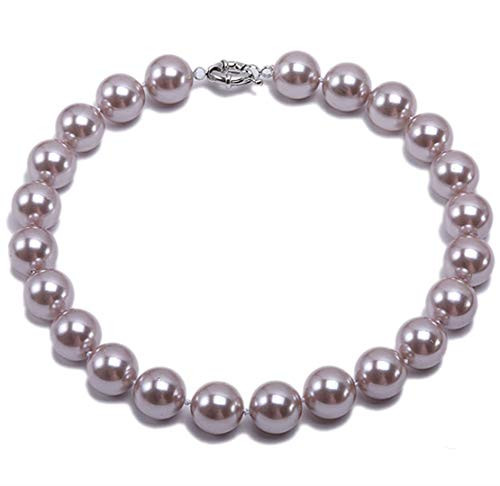 JYXJEWERLRY Women Shell Pearl Necklace Classical 10mm Purple Round South Seashell Pearl Necklace for Ladies 18 JYXJEWERLRY Women Shell Pearl Necklace Classical 10mm Purple Round South Seashell Pearl Necklace for Ladies 18