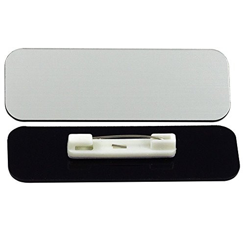 Name Tag Badge Blanks   10 Pack   Brushed Silver 1  X 3   Round Corners  Pin