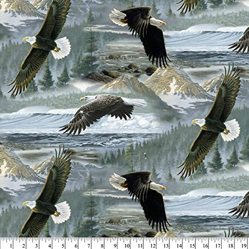Eagles Soaring Cotton Fabric by The Yard