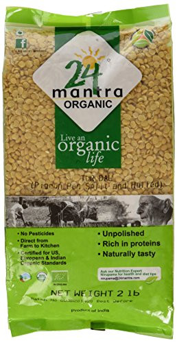 24 mantra Organic Split Pigeon Pea  Toor Dal  2 lbs