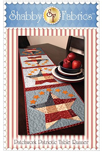Patchwork Patriotic Table Runner Pattern by Shabby Fabrics 12.5" x 53" SF48572