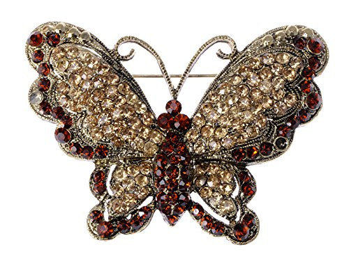 Alilang Antique Inspired Brass Tone Brown Topaz Crystal Rhinestones Butterfly Brooch Pin Alilang Antique Inspired Brass Tone Brown Topaz Crystal Rhinestones Butterfly Brooch Pin