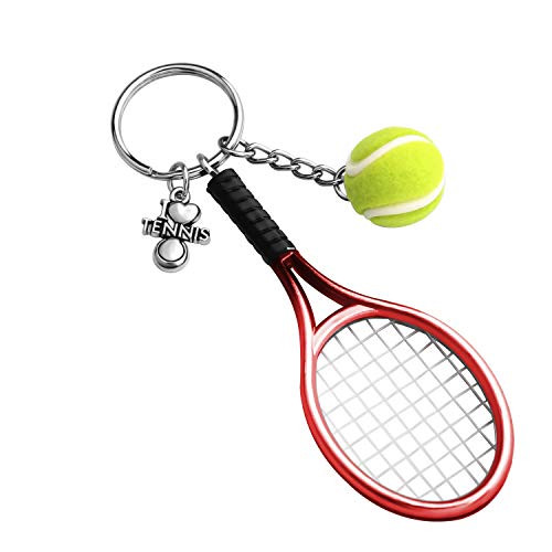 CHOORO Tennis Player Gifts 3D Mini Tennis Racket and Tennis Ball Keychain Set Tennis Gift for Tennis Lovers Tennis Team Tennis Coach Tennis red CHOORO Tennis Player Gifts 3D Mini Tennis Racket and Tennis Ball Keychain Set Tennis Gift for Tennis Lovers Tennis Team Tennis Coach Tennis red