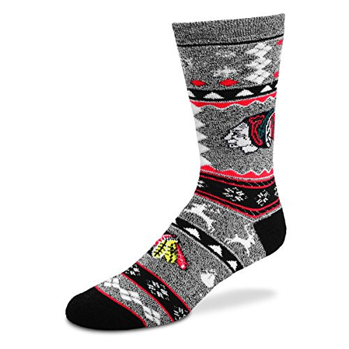 For Bare Feet Ugly Christmas Xmas Socks   Chicago Blackhawks  Medium