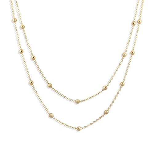 Dainty Layered Gold Choker Necklace 14K 