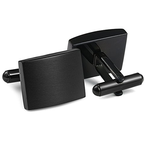 FIBO STEEL Stainless Steel Classic Cufflinks for Men Wedding Business Mens Father s Day Dad Birthday Gifts Black